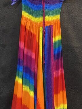 Boho Rainbow Tie Dye Harem Pants Jumpsuit One Size Festival